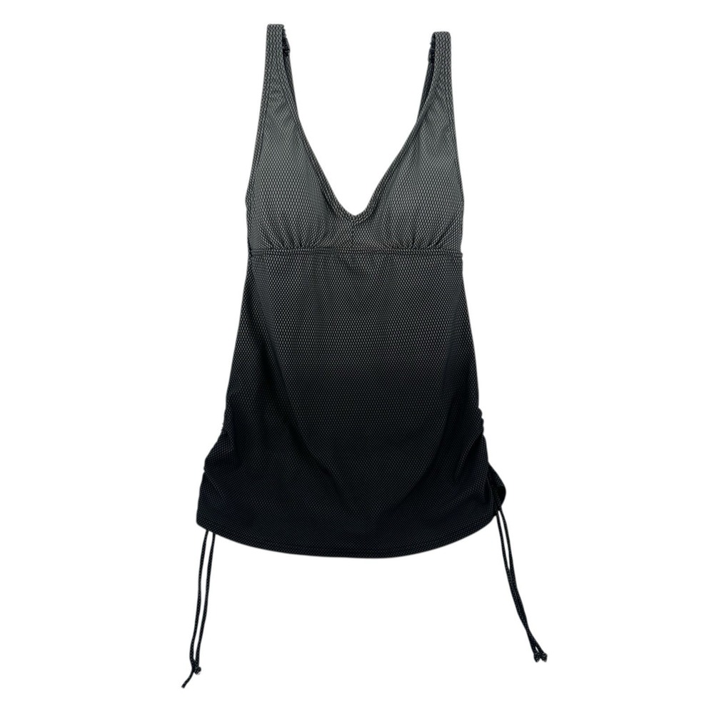 TYR Women Size XL Grey Black Ombre Diamond Print Cinch Side Tankini Swim Top
